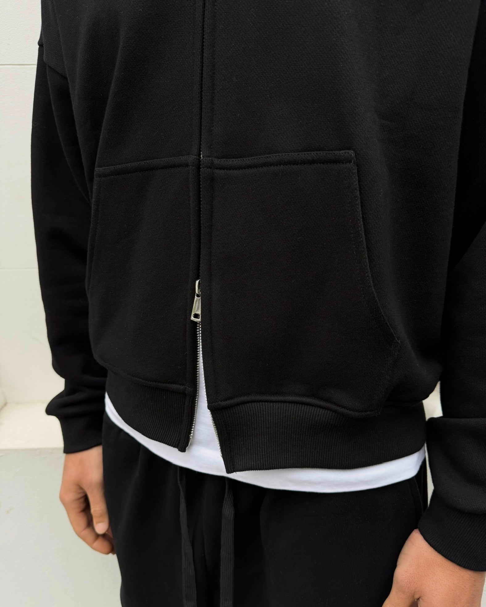 Coszus Embroidered Black Zip-Up Hoodie